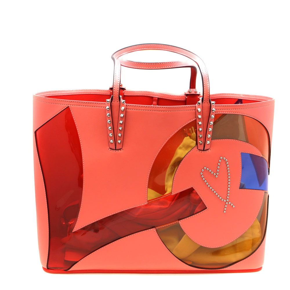 Christian Louboutin Cabata Tote Bag Handbag Pink Peach Leather